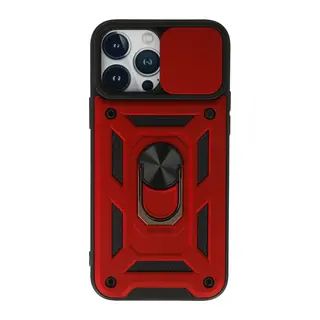 Apple iPhone 13 Pro Max Uyumlu Kılıf Pars Lens Yüzüklü Silikon - Kırmızı