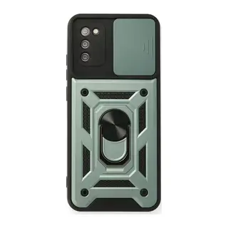 Samsung Galaxy A03S Uyumlu Kılıf Pars Lens Yüzüklü Silikon - Yeşil