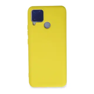 Realme C15 Uyumlu Kılıf Nano içi Kadife Silikon - Sarı