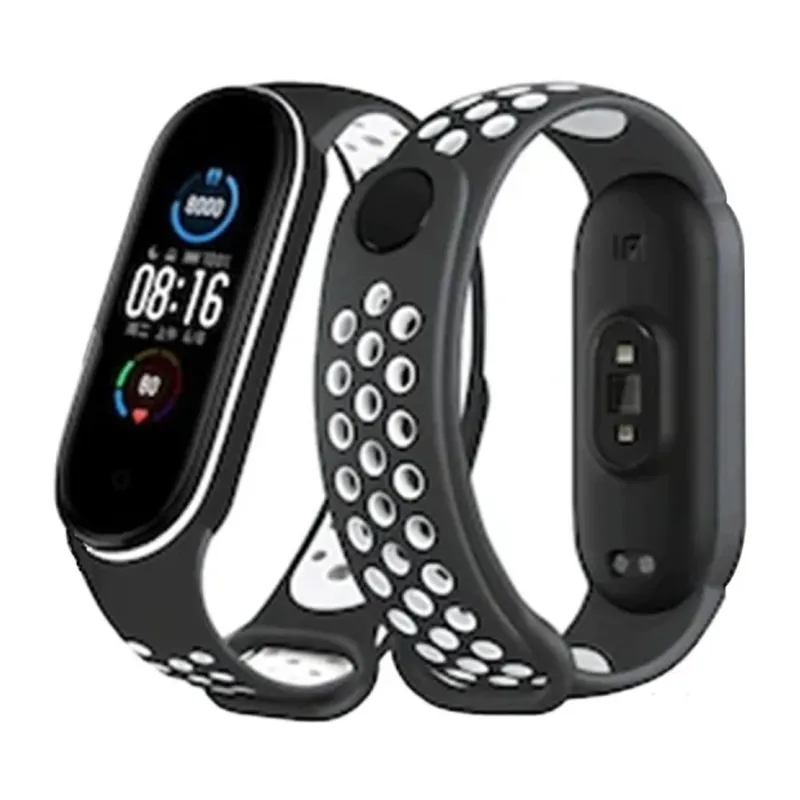 Xiaomi Mi Band 4 Spor Delikli Kordon - Siyah-Beyaz