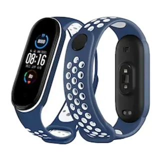Xiaomi Mi Band 4 Spor Delikli Kordon - Lacivert-Beyaz