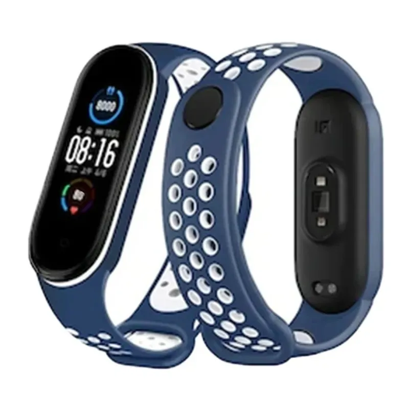 Xiaomi Mi Band 4 Spor Delikli Kordon - Lacivert-Beyaz