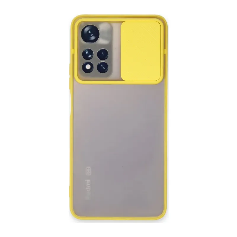 Xiaomi Redmi Note 11T Kılıf Palm Buzlu Kamera Sürgülü Silikon - Sarı