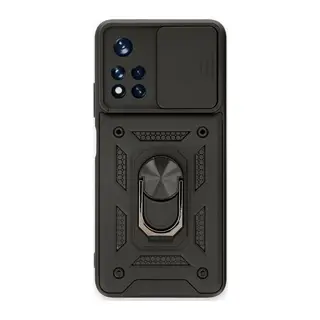 Xiaomi Redmi Note 11T Uyumlu Kılıf Pars Lens Yüzüklü Silikon - Siyah