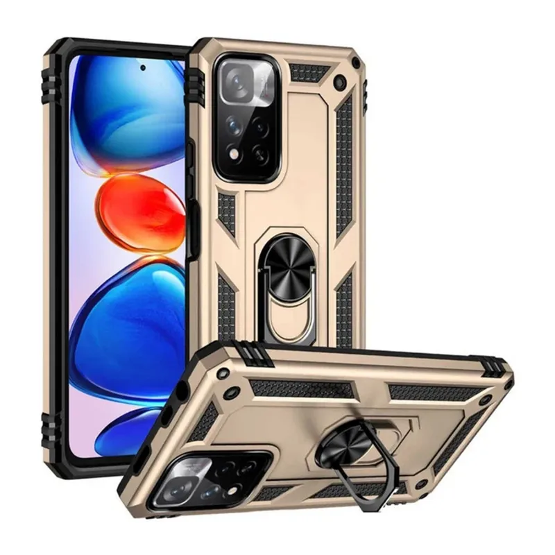 Xiaomi Redmi Note 11 Pro Plus 5G Uyumlu Kılıf Sofya Yüzüklü Silikon Kapak - Gold