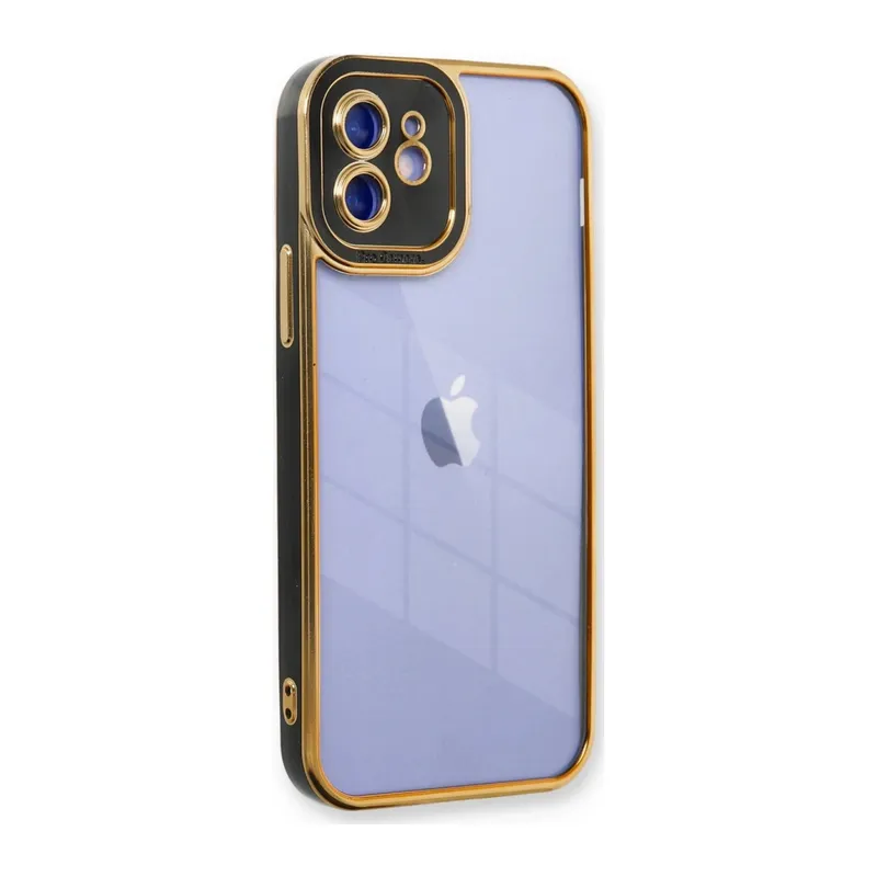Apple iPhone 12 Uyumlu Kılıf Liva Lens Silikon - Siyah