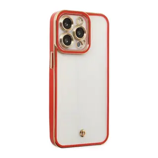 Apple iPhone 13 Pro Max Uyumlu Kılıf Liva Lens Silikon - Kırmızı
