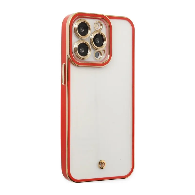 Apple iPhone 13 Pro Max Uyumlu Kılıf Liva Lens Silikon - Kırmızı