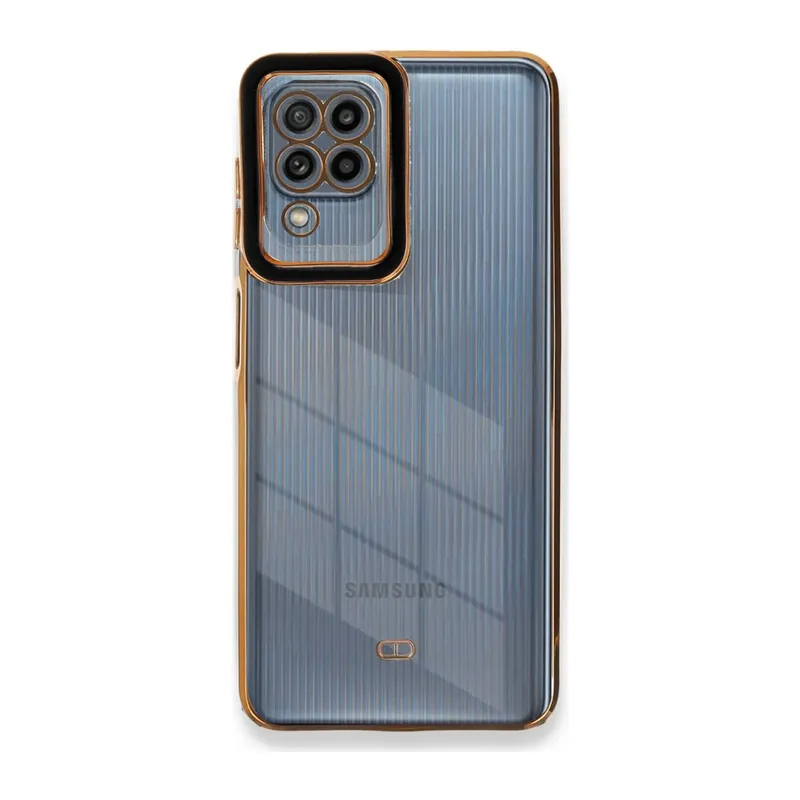 Samsung Galaxy A22 Uyumlu Kılıf Liva Lens Silikon - Siyah