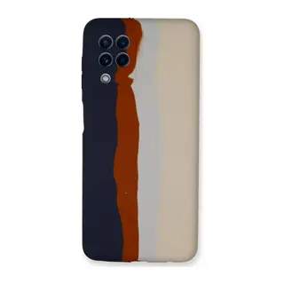 Samsung Galaxy A22 Uyumlu Kılıf Ebruli Lansman Silikon - Lacivert-Krem
