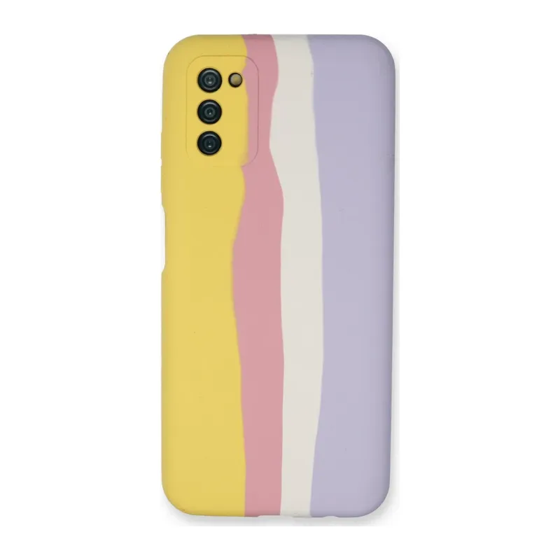 Samsung Galaxy A03S Kılıf Ebruli Lansman Silikon - Sarı-Mavi