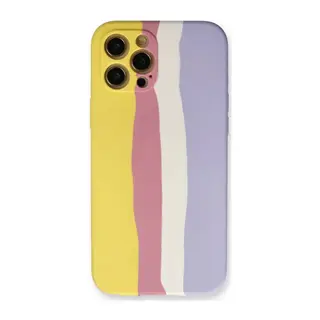 Apple iPhone 12 Pro Max Uyumlu Kılıf Ebruli Lansman Silikon - Sarı-Mavi