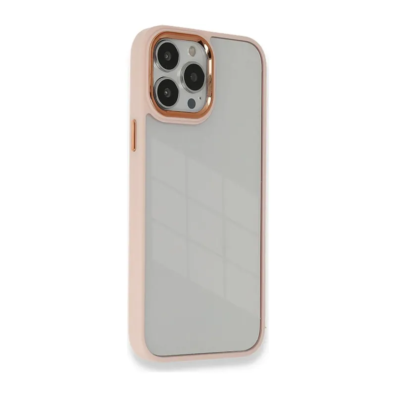 Apple iPhone 13 Pro Uyumlu Kılıf Dora Kapak - Pudra