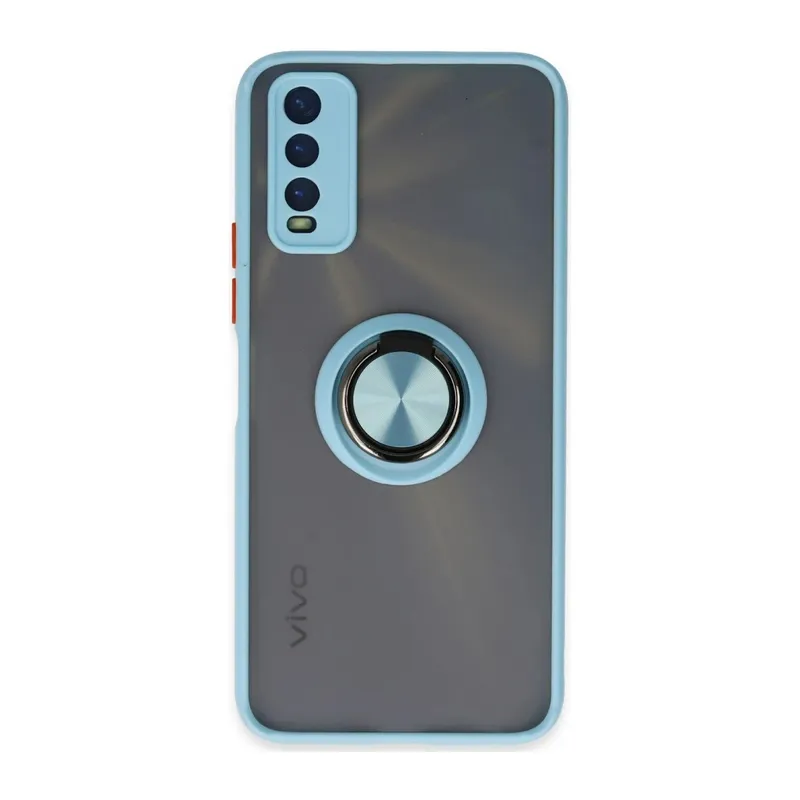 Vivo Y11S Uyumlu Kılıf Montreal Yüzüklü Silikon Kapak - Buz Mavi