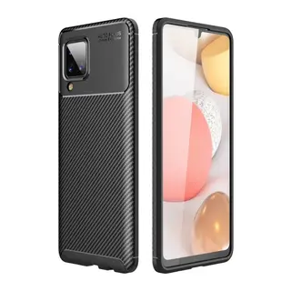 Samsung Galaxy A22 Kılıf Auto Focus Karbon Kapak - Siyah