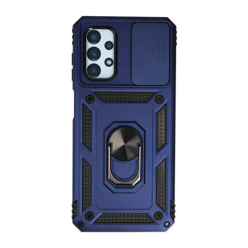 Samsung Galaxy A33 5G Uyumlu Kılıf Pars Lens Yüzüklü Silikon - Lacivert