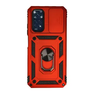 Xiaomi Redmi Note 11 Uyumlu Kılıf Pars Lens Yüzüklü Silikon - Kırmızı