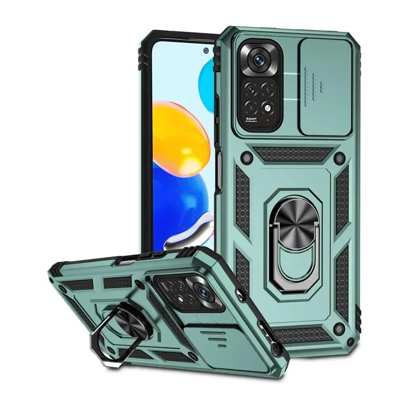 Xiaomi Redmi Note 11 Pro Uyumlu Kılıf Pars Lens Yüzüklü Silikon - Yeşil