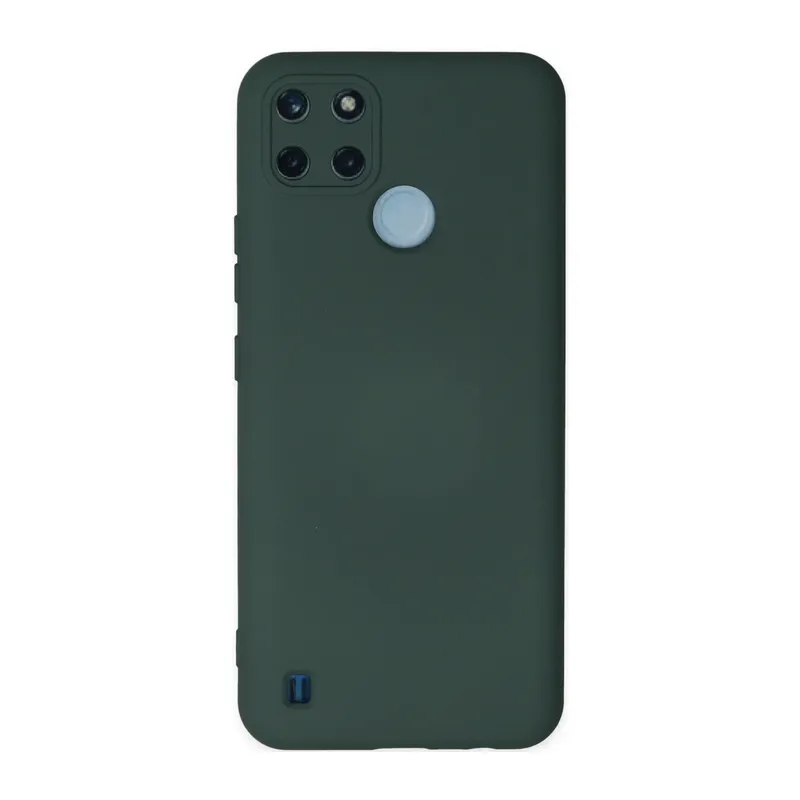 Realme C25Y Uyumlu Kılıf Nano içi Kadife Silikon - Koyu Yeşil