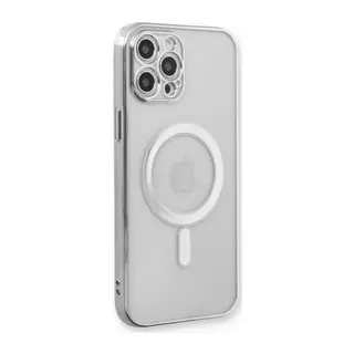 Apple iPhone 12 Pro Uyumlu Kılıf Magneticsafe Lazer Silikon - Gümüş