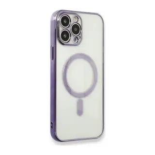 Apple iPhone 13 Pro Uyumlu Kılıf Magneticsafe Lazer Silikon - Mor