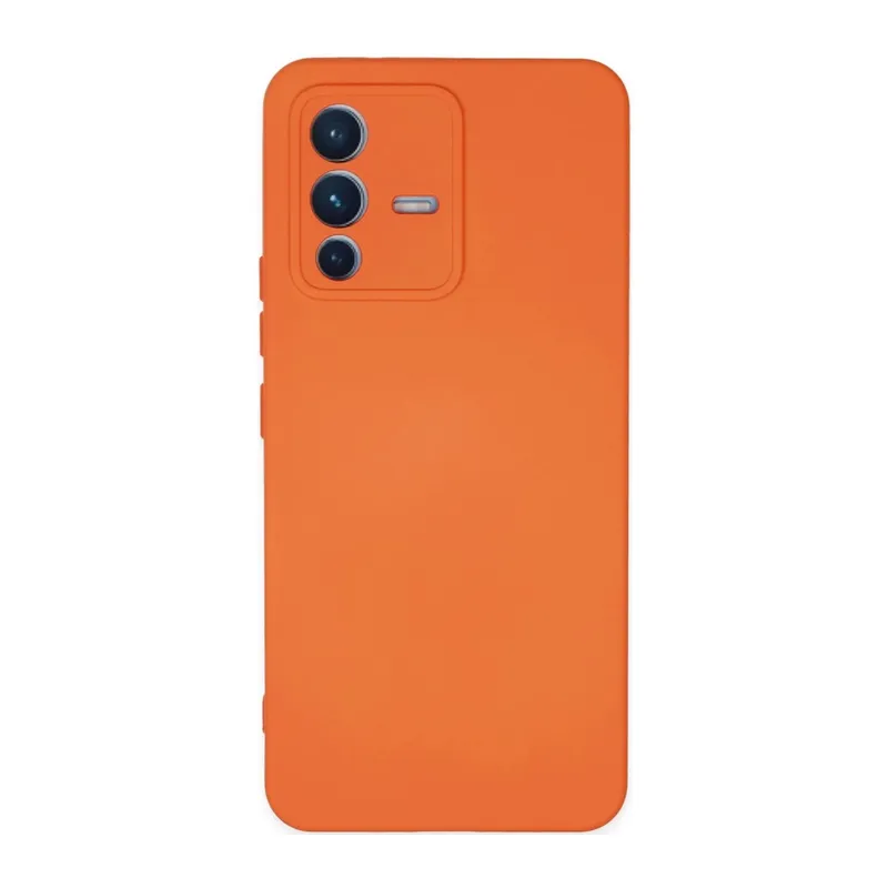 Vivo V23 5G Uyumlu Kılıf Nano içi Kadife Silikon - Turuncu