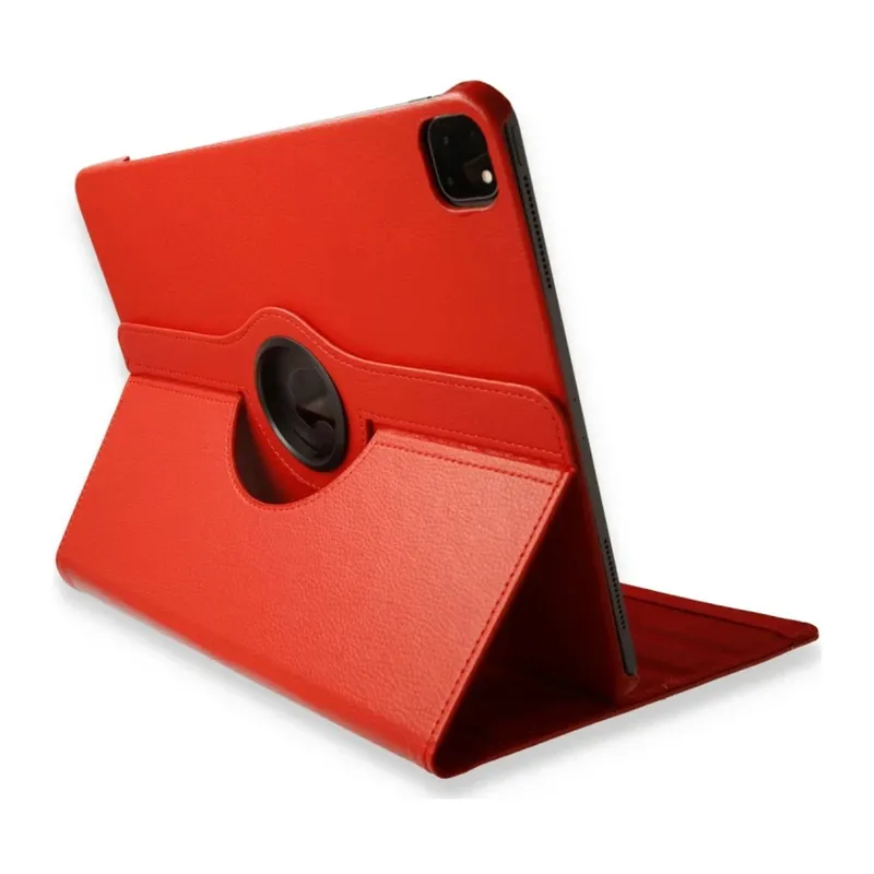 Apple iPad Pro 12.9 (2021) Uyumlu Kılıf 360 Tablet Deri Kılıf - Kırmızı