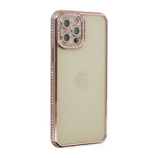 Apple iPhone 12 Pro Uyumlu Kılıf Joke Taşlı Silikon - Pembe