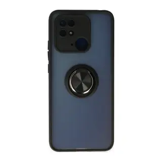 Xiaomi Redmi 10C Uyumlu Kılıf Montreal Yüzüklü Silikon Kapak - Siyah