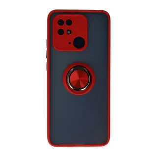 Xiaomi Redmi 10C Uyumlu Kılıf Montreal Yüzüklü Silikon Kapak - Kırmızı