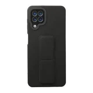 Samsung Galaxy A22 Uyumlu Kılıf Mega Standlı Silikon - Siyah