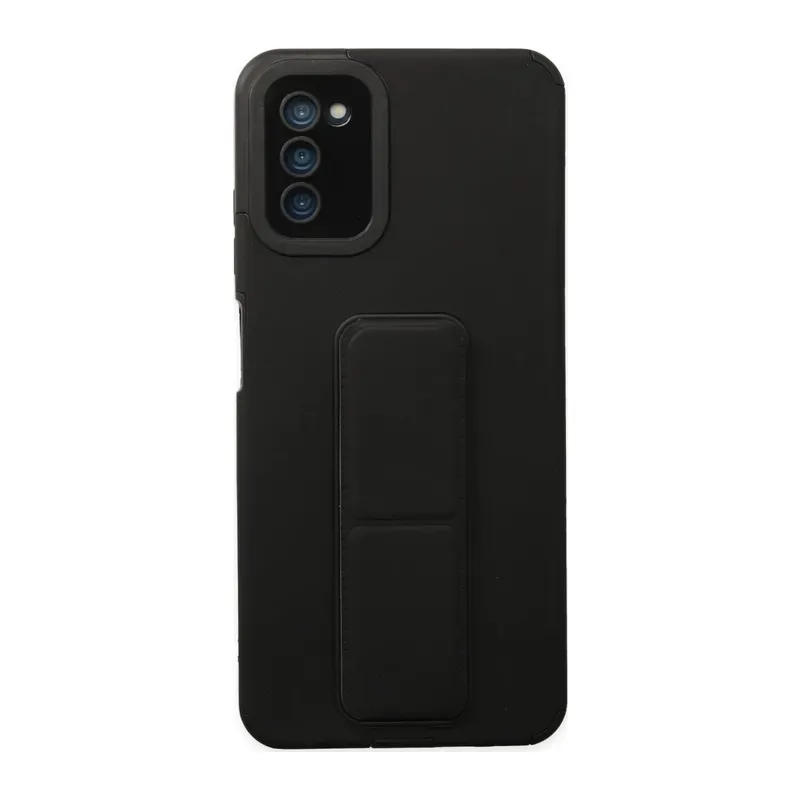 Samsung Galaxy A03S Uyumlu Kılıf Mega Standlı Silikon - Siyah