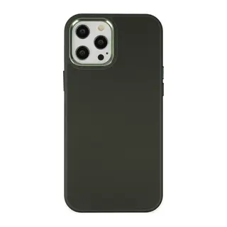Apple iPhone 12 Pro Max Uyumlu Kılıf Asya Deri Silikon - Koyu Yeşil