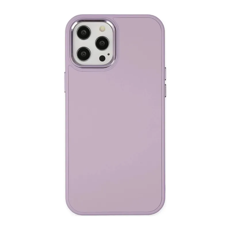 Apple iPhone 12 Pro Max Uyumlu Kılıf Asya Deri Silikon - Lila