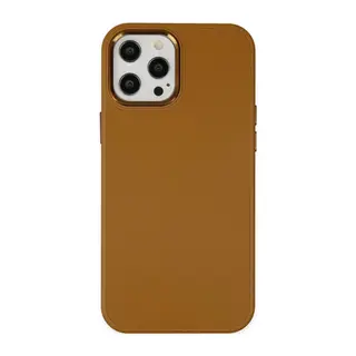 Apple iPhone 12 Pro Max Uyumlu Kılıf Asya Deri Silikon - Kahverengi