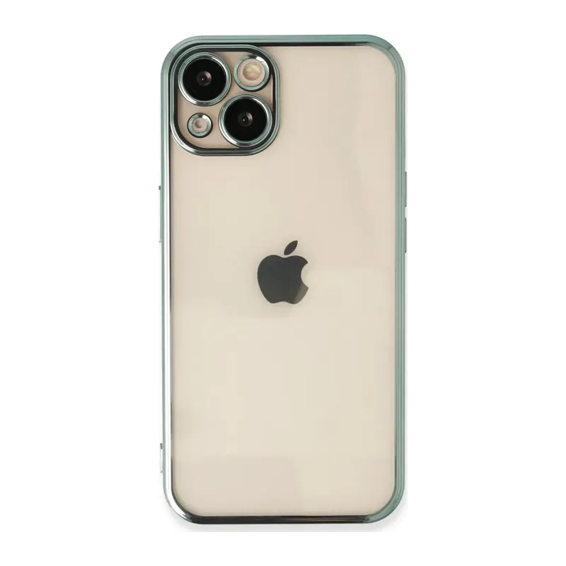 Apple iPhone 14 Uyumlu Kılıf Lensli Silikon - Yeşil