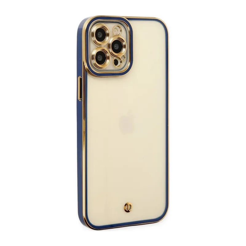 Apple iPhone 12 Pro Max Uyumlu Kılıf Liva Lens Silikon - Mavi