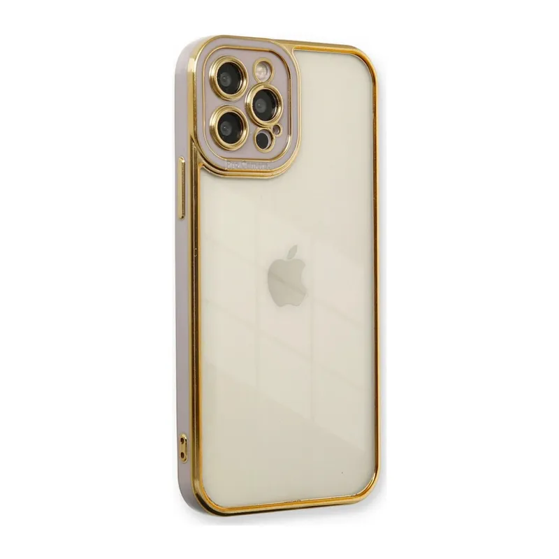 Apple iPhone 12 Pro Max Uyumlu Kılıf Liva Lens Silikon - Lila