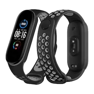 Xiaomi Mi Band 7 Uyumlu Spor Delikli Kordon - Siyah-Gri