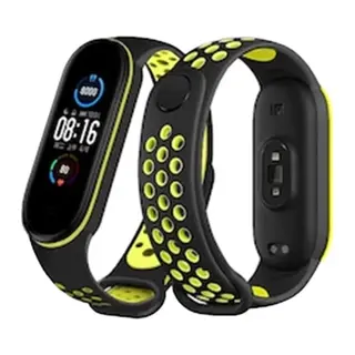 Xiaomi Mi Band 7 Uyumlu Spor Delikli Kordon - Siyah-Yeşil