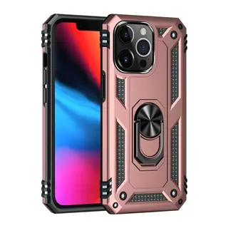 Apple iPhone 14 Pro Uyumlu Kılıf Sofya Yüzüklü Silikon Kapak - Rose