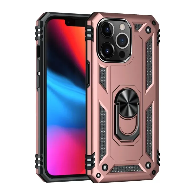 Apple iPhone 14 Pro Uyumlu Kılıf Sofya Yüzüklü Silikon Kapak - Rose