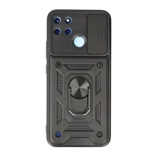 Realme C25Y Uyumlu Kılıf Pars Lens Yüzüklü Silikon - Siyah