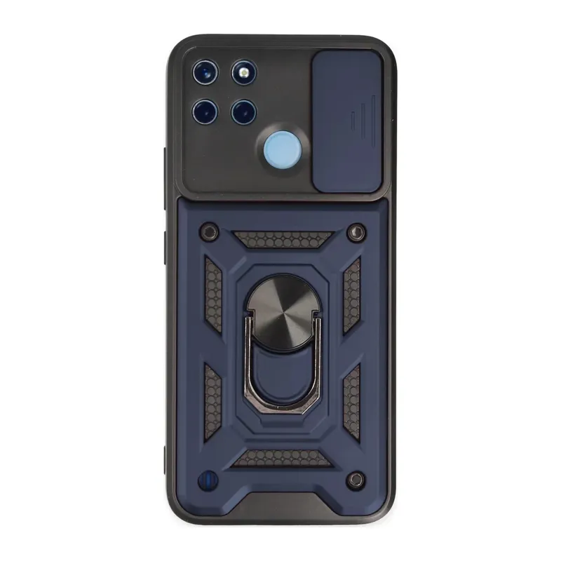 Realme C25Y Uyumlu Kılıf Pars Lens Yüzüklü Silikon - Lacivert