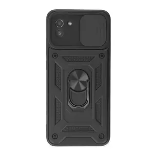 Samsung Galaxy A03 Uyumlu Kılıf Pars Lens Yüzüklü Silikon - Siyah