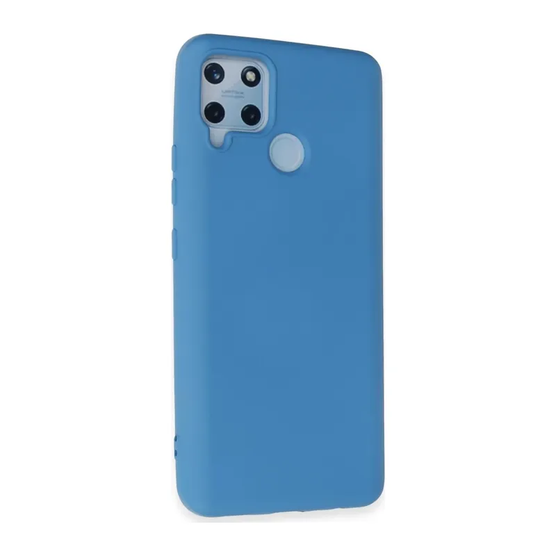 Realme C15 Uyumlu Kılıf Nano içi Kadife Silikon - Mavi