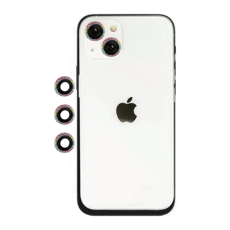 Apple iPhone 14 Uyumlu Shine Kamera Lens - Rainbow