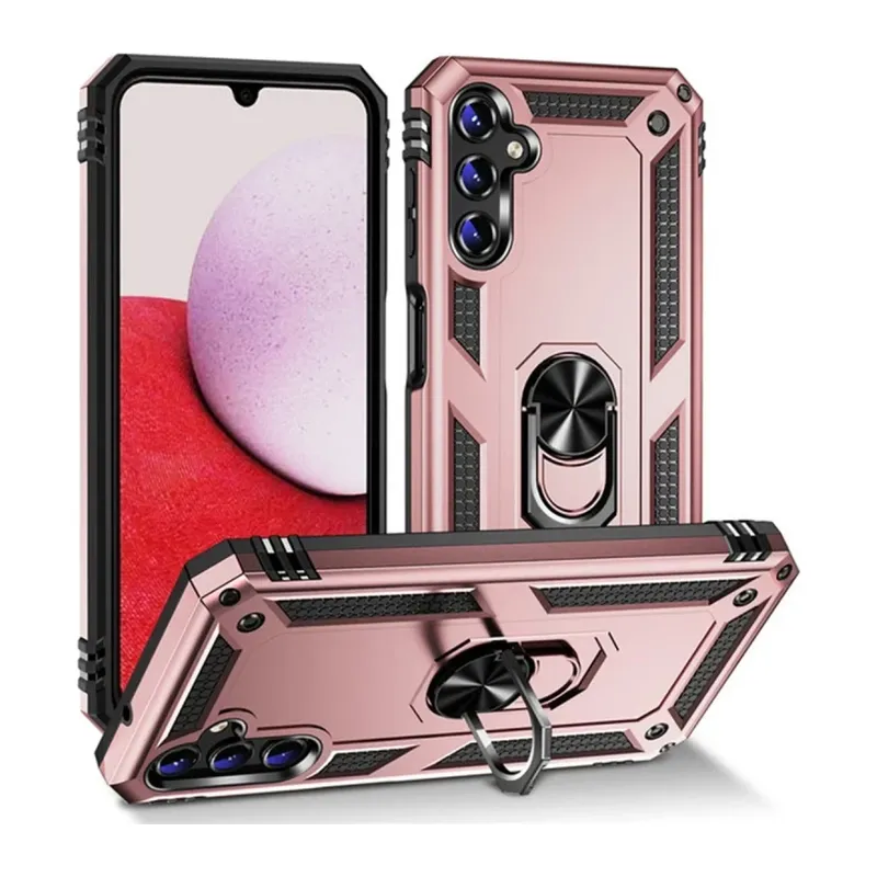 Samsung Galaxy A04S Uyumlu Kılıf Sofya Yüzüklü Silikon Kapak - Rose