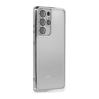 Samsung Galaxy S21 Ultra Uyumlu Kılıf Lensli Silikon - Gümüş