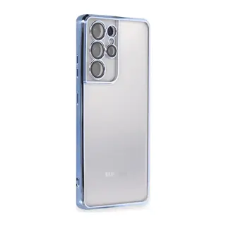 Samsung Galaxy S21 Ultra Uyumlu Kılıf Lensli Silikon - Açık Mavi